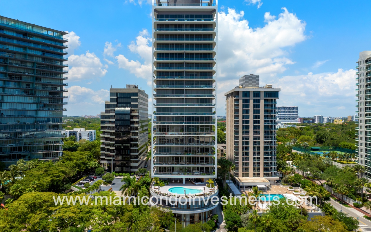 Mr. C Residences drone facing building with pool