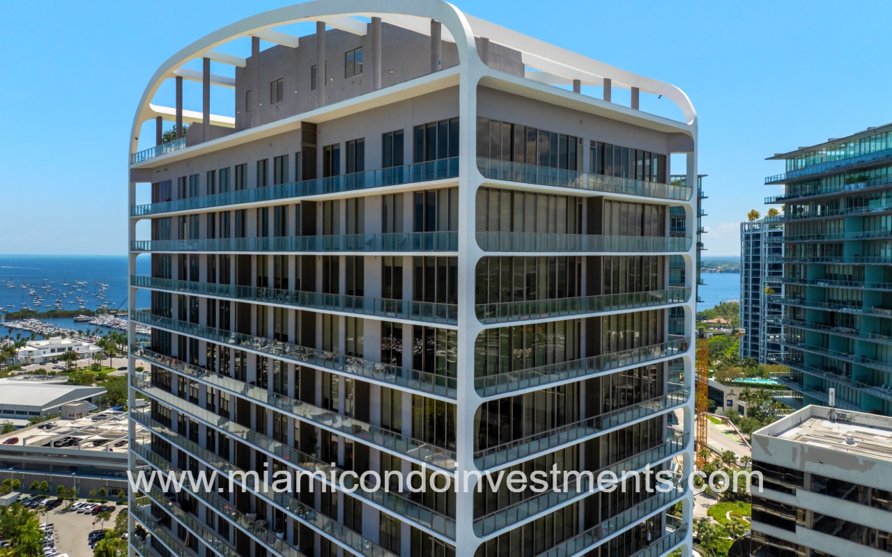 Mr. C Residences drone facing top side angle of building closeup