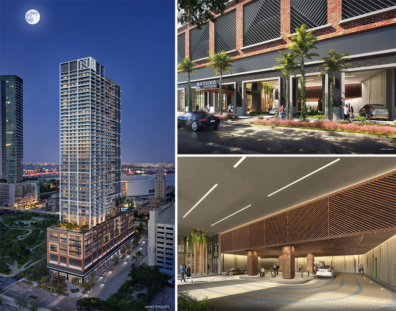 601 Miami rendering of exterior building and garage. 601 Miami rendering of exterior building and garage.