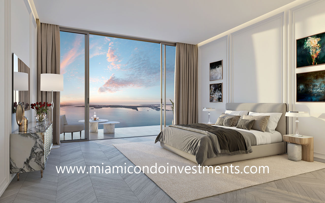 master bedroom Baccarat Residences Brickell Miami