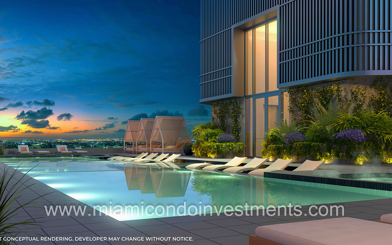 501 First pool at sunset