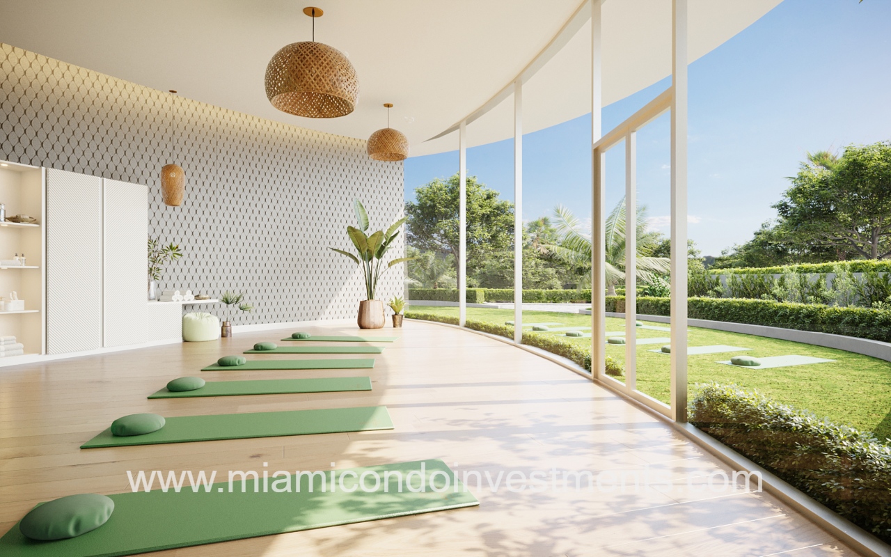 Aria Reserve North condominium building yoga lounge