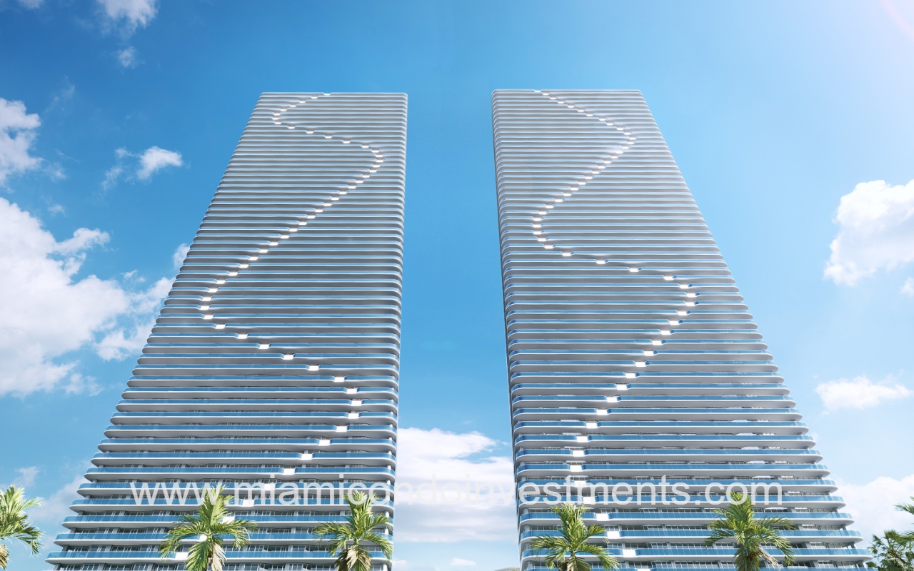 Aria Reserve North drone closeup of condominium building during the day
