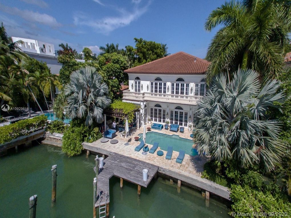 Aerial View of North Bay Road Waterfront Mansion