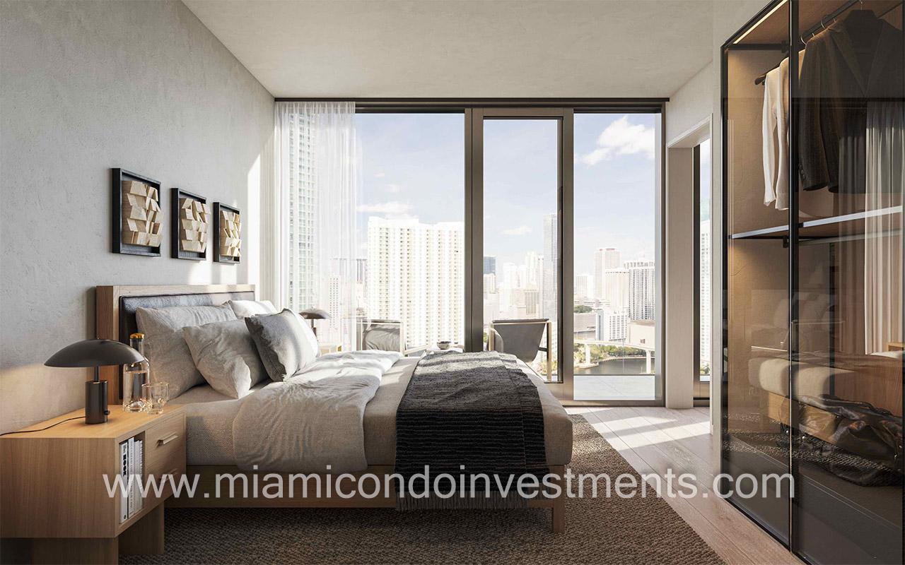 Lofty Brickell 1 bed bedroom