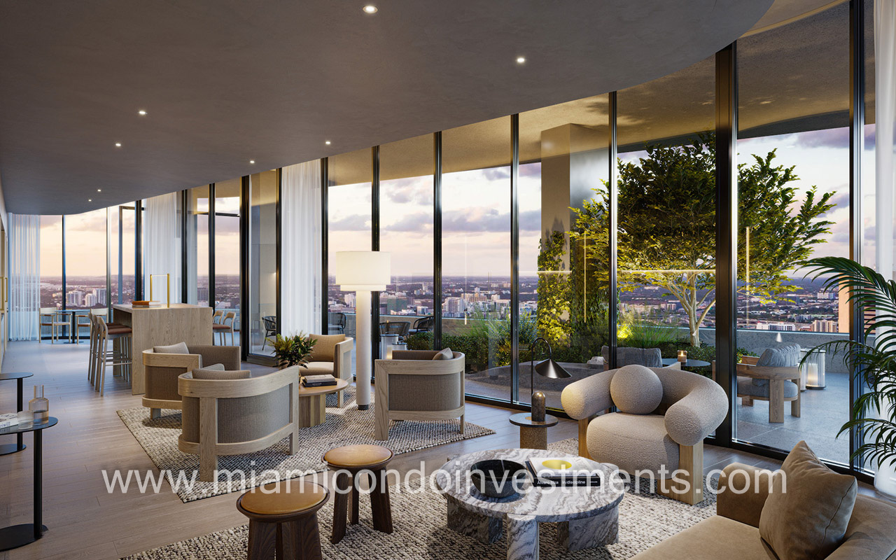 Lofty Brickell 43rd floor interior space