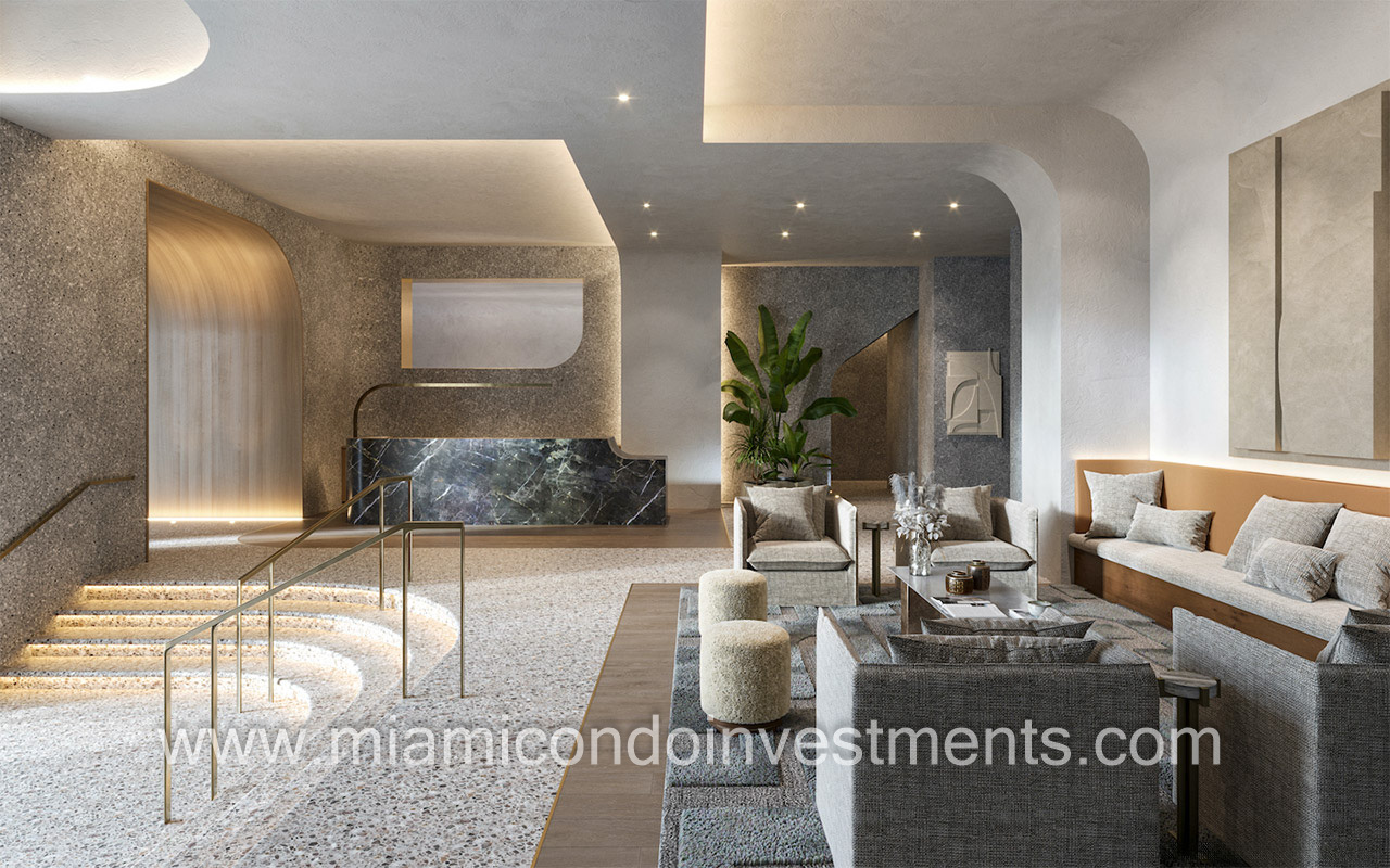 Lofty Brickell lobby reception