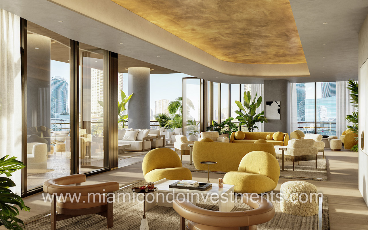 Lofty Brickell members lounge