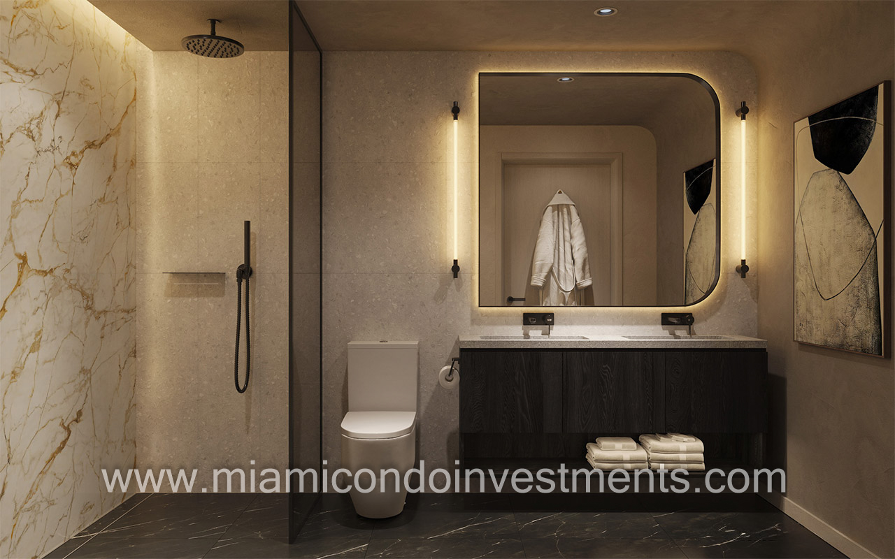 Lofty Brickell penthouse bathroom