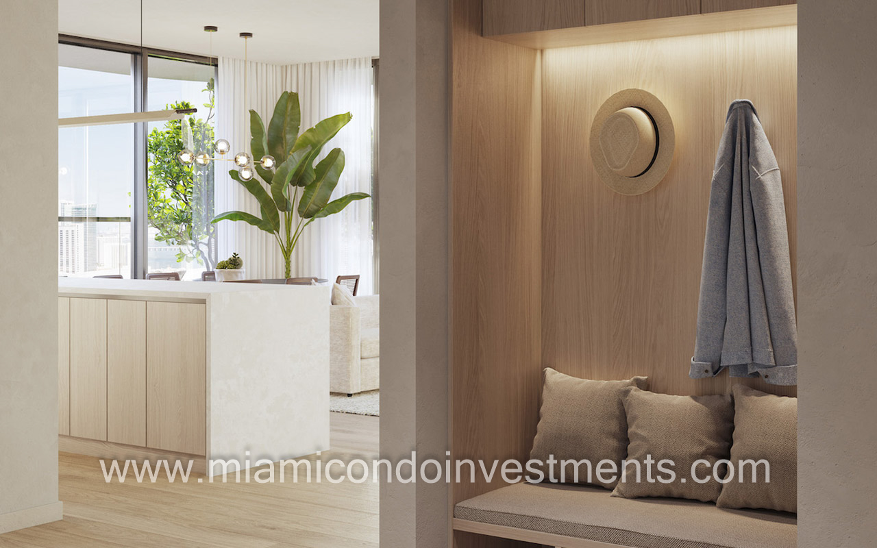 Lofty Brickell penthouse sand bench