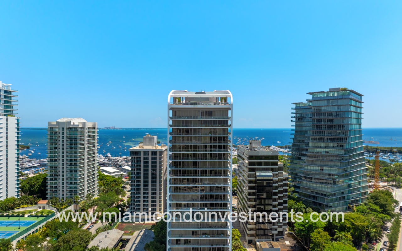 Mr. C Tigertail Residences drone of top half of building