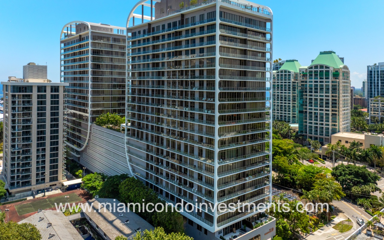 Mr. C Tigertail Residences drone of side angle of building closeup