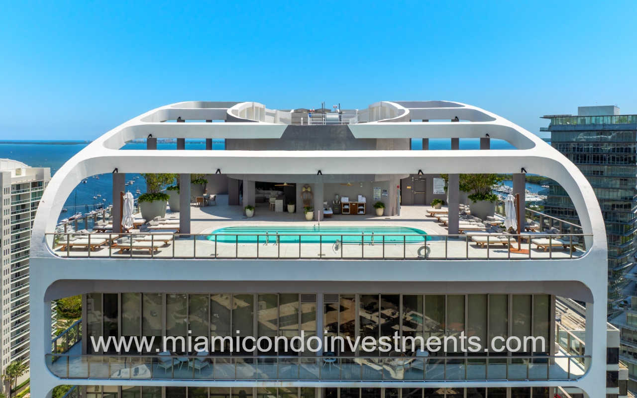 Mr. C Tigertail Residences drone closeup view rooftop pool
