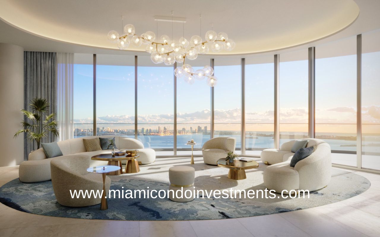 St Regis Residences Miami Penthouse Family Room with Ocean Views