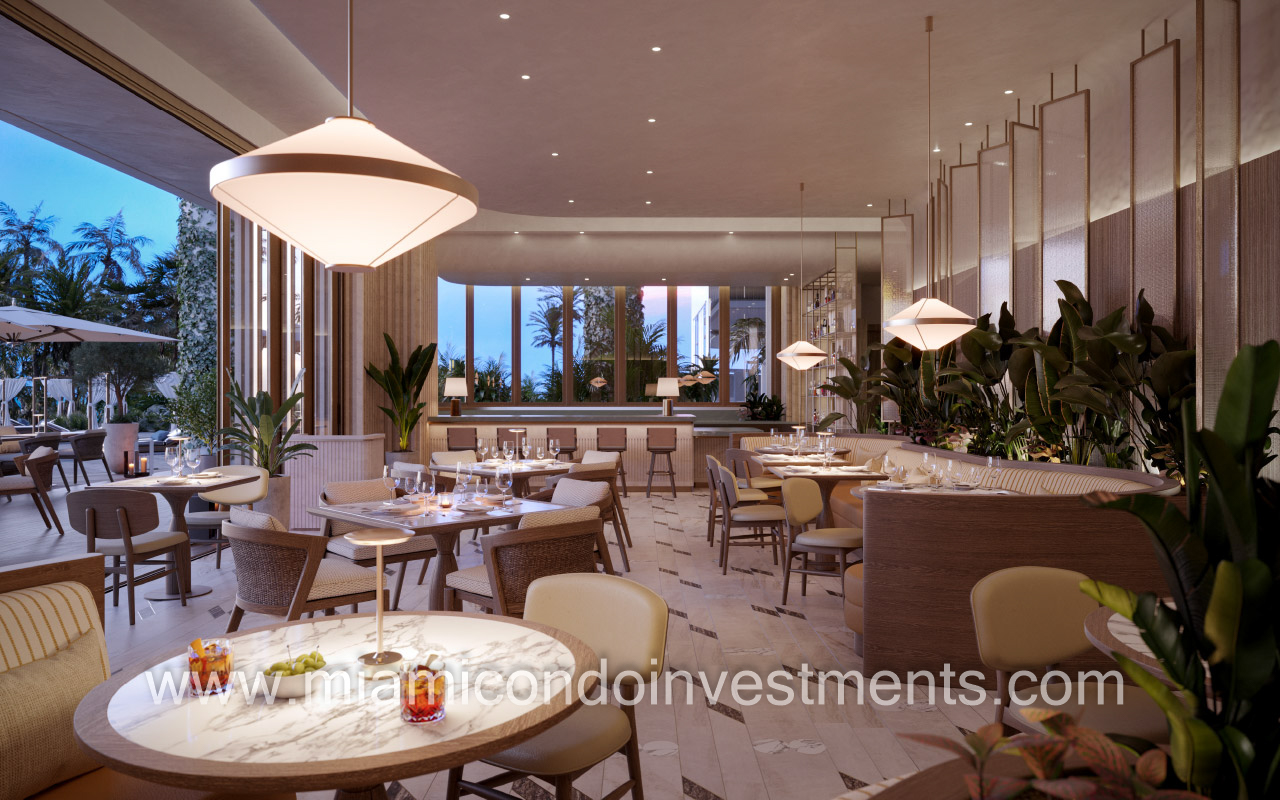 The Perigon restaurant at dusk