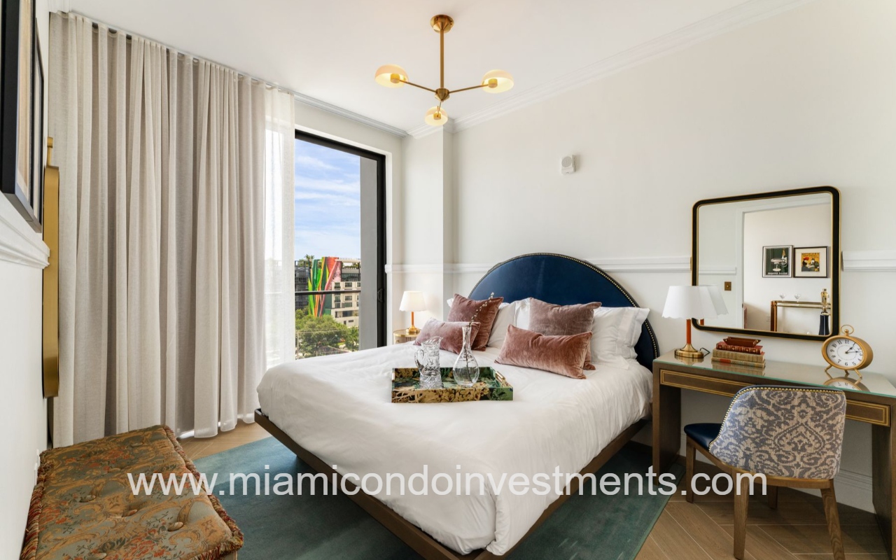 NoMad Wynwood 1-bedroom view of bed and side table