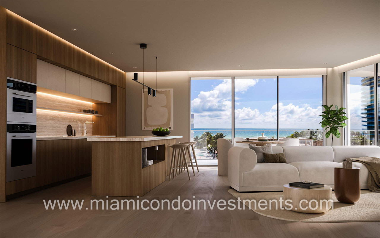 Surf Row Residences kitchen and living room