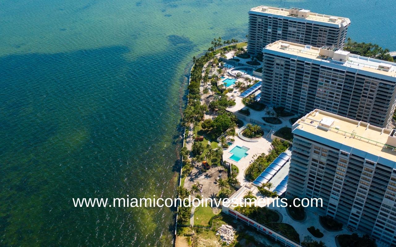Three Grove Isles Condos Aerial with Pool Deck View
