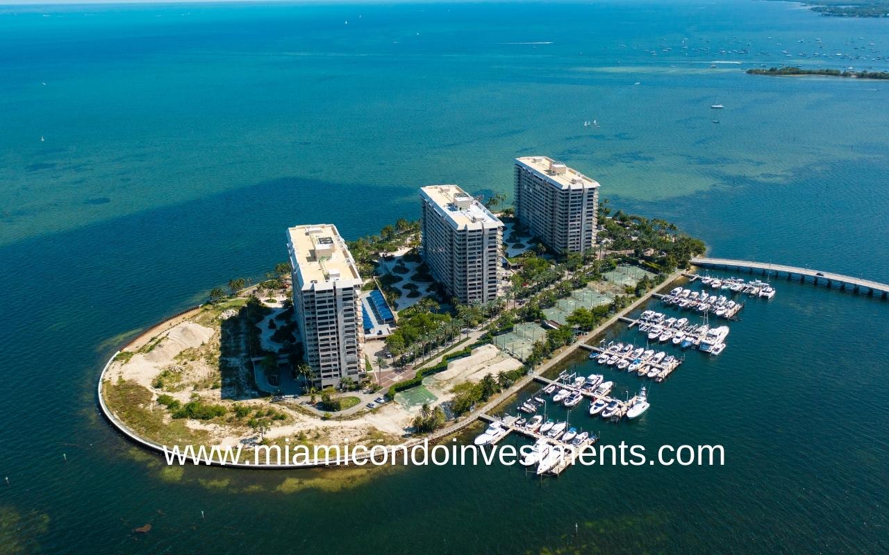 Three Grove Isles Condos Aerial with Marina View