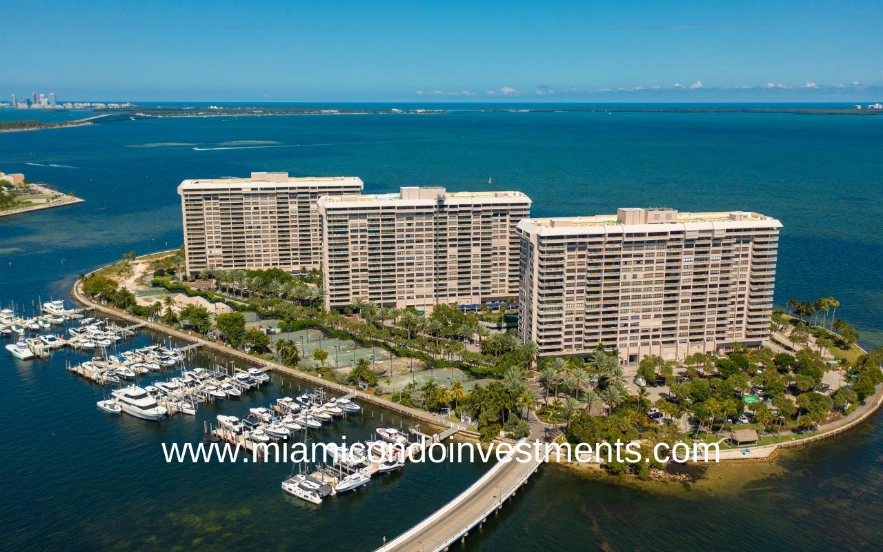 Two Grove Isle Condos Skyline View