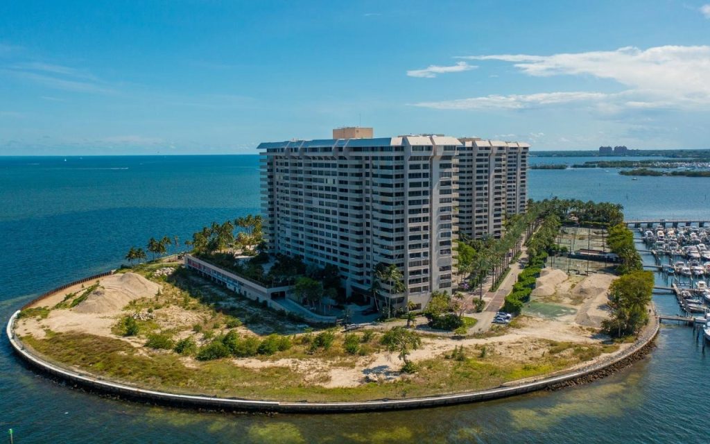 Three Grove Isles Condos Drone View