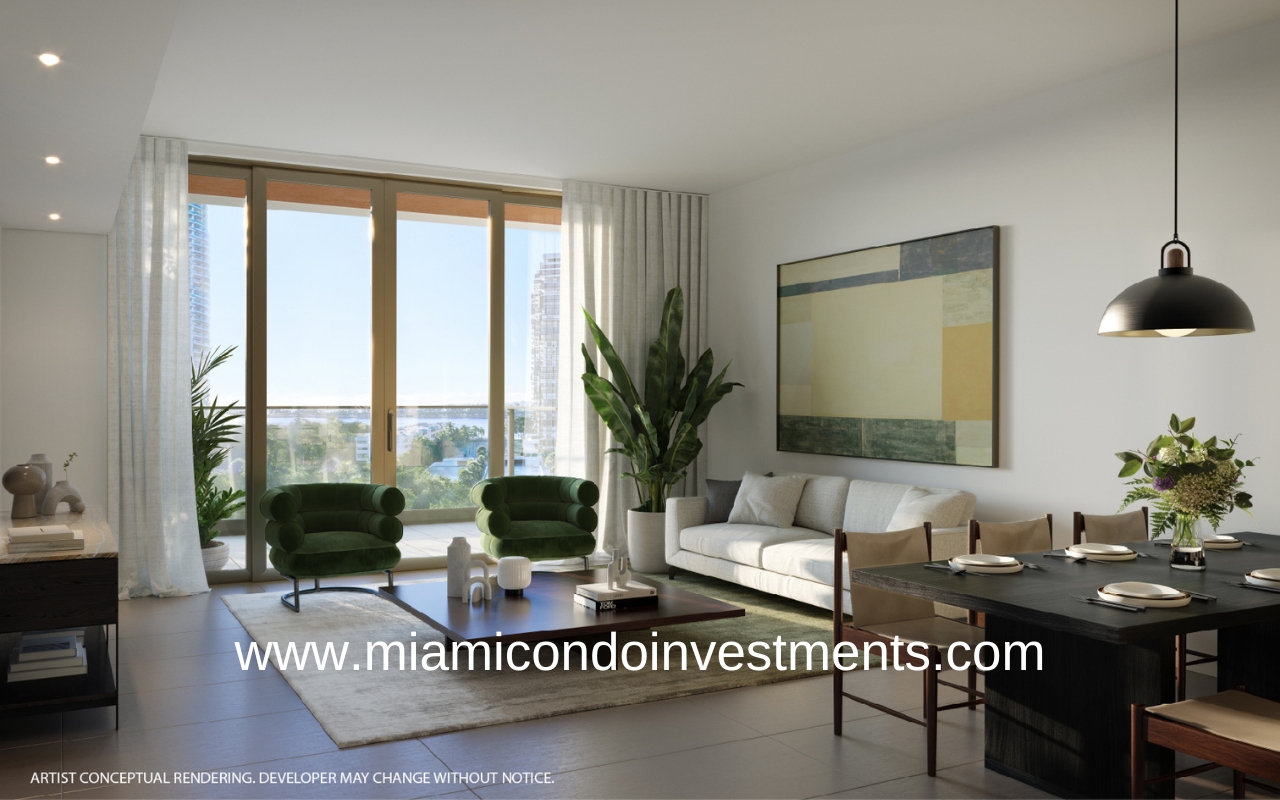 2200 Brickell Living Room with Balcony