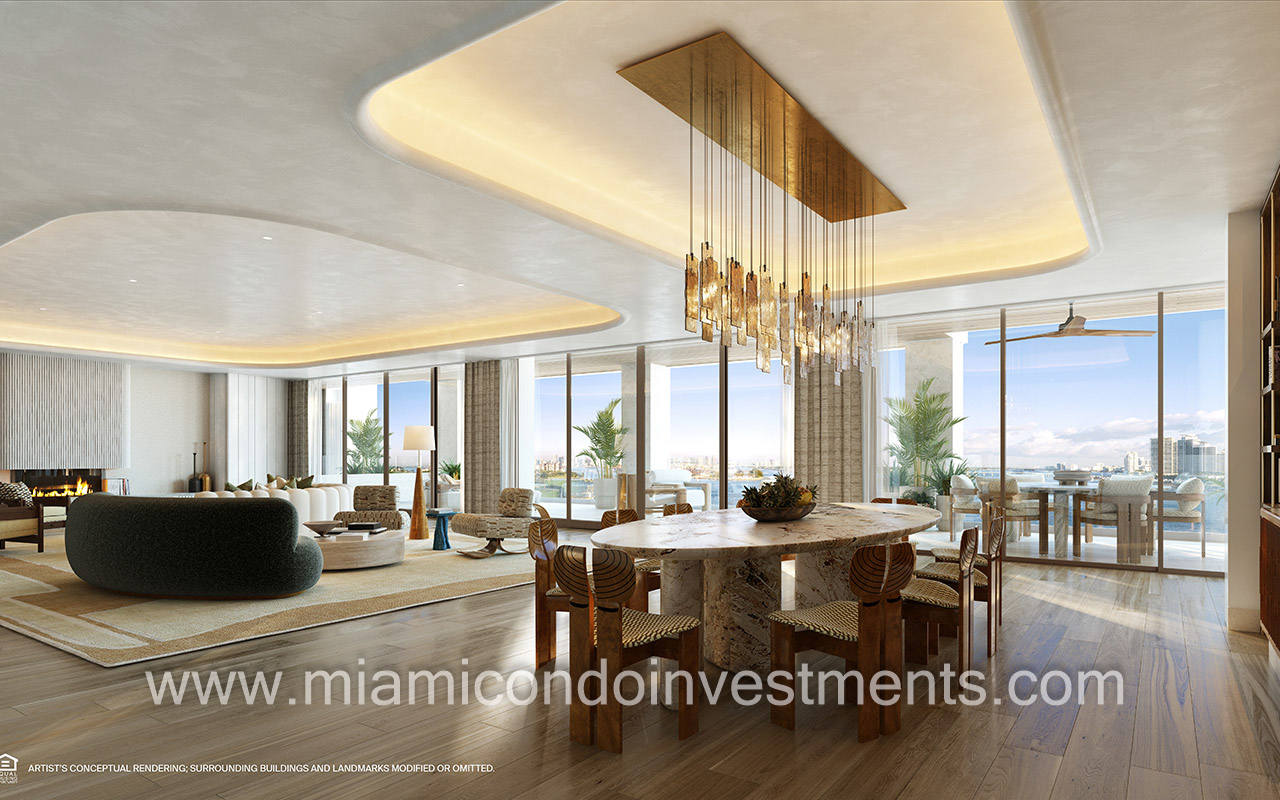 Residences at Six Fisher Island great room