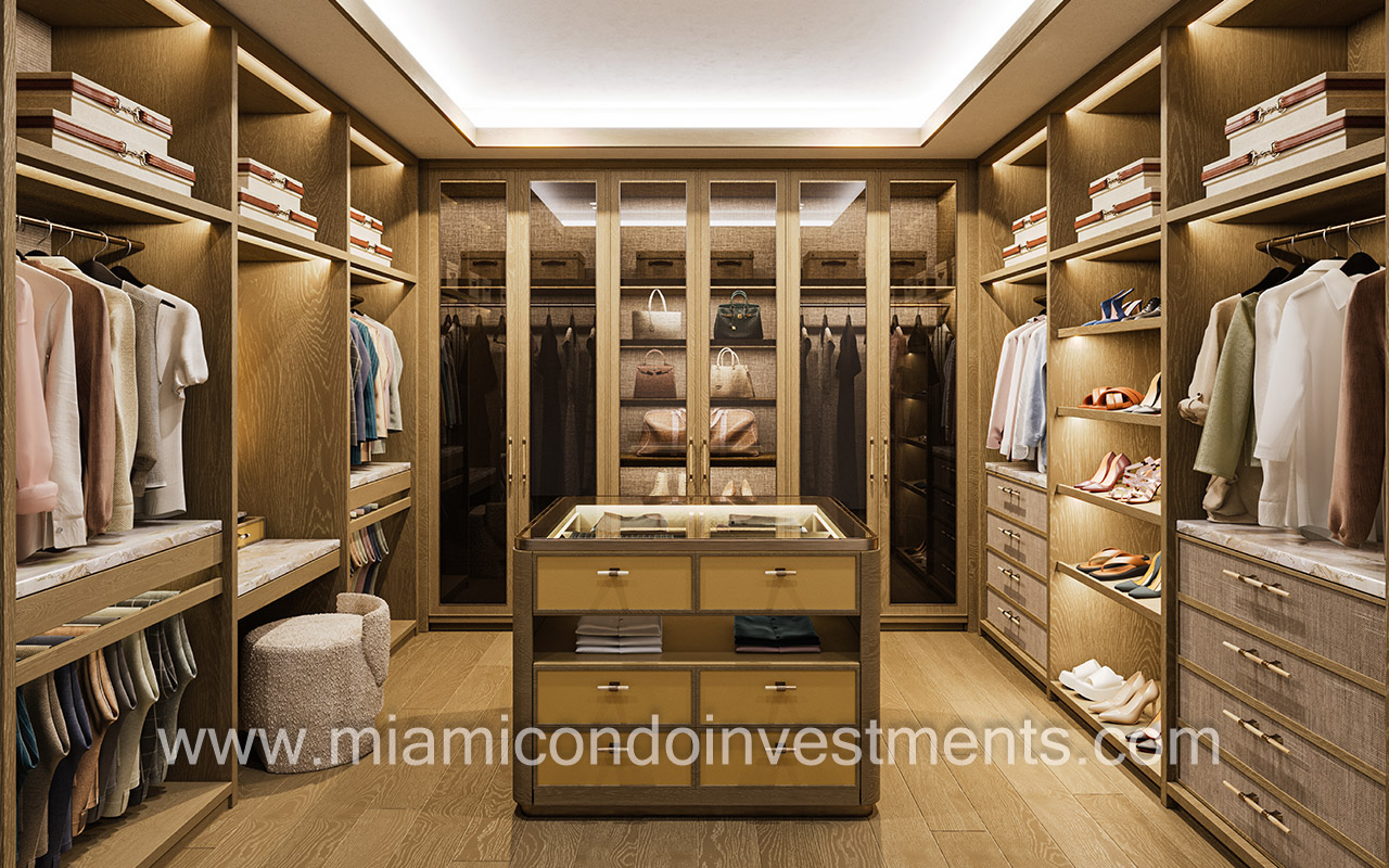 Residences at Six Fisher Island her primary wardrobe closet