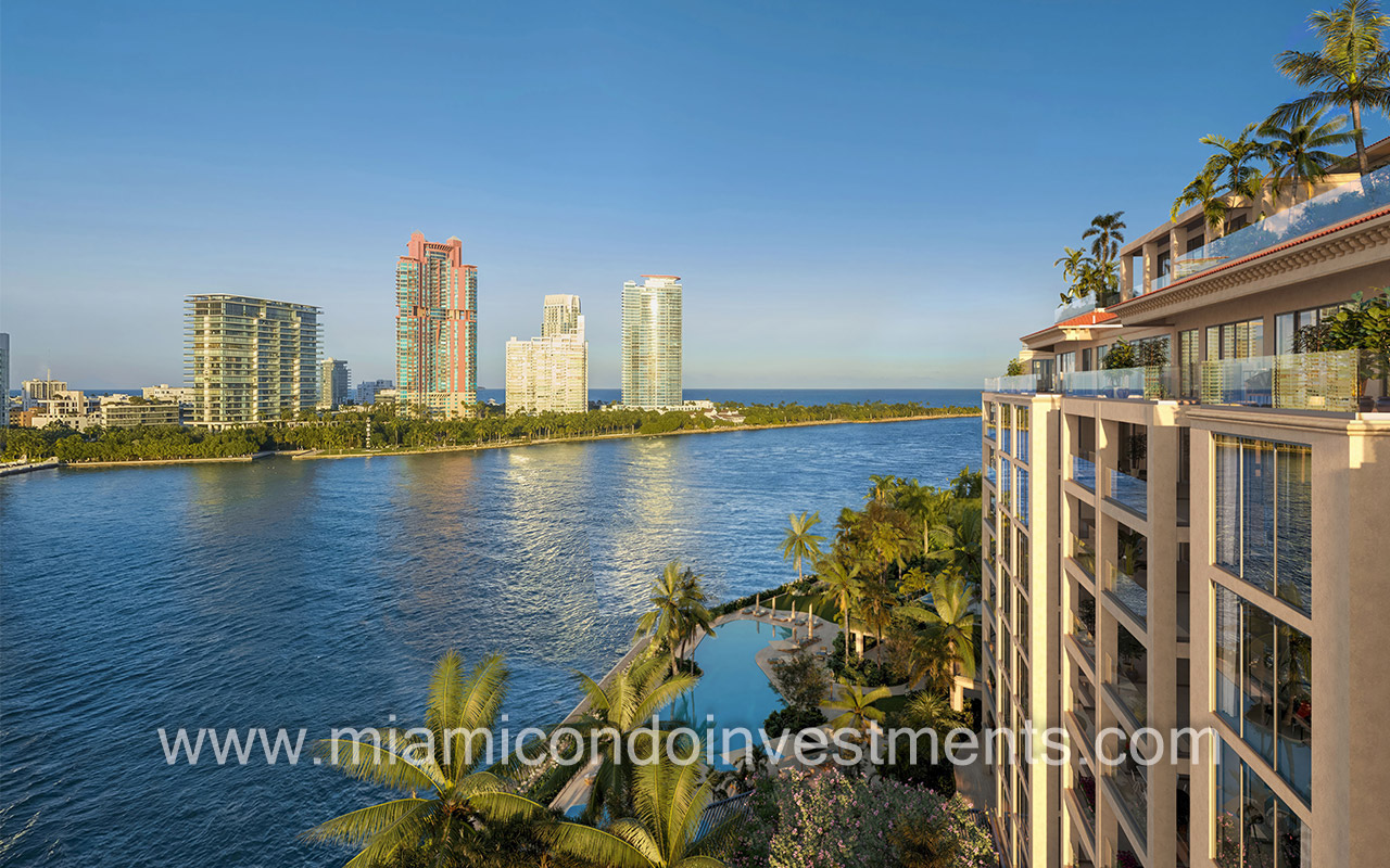 Residences at Six Fisher Island view of Government Cut