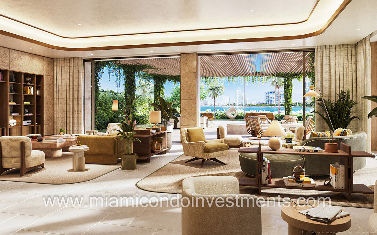 Residences at Six Fisher Island living room 1