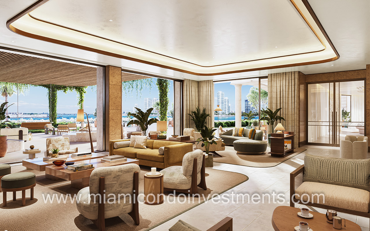 Residences at Six Fisher Island living room 2