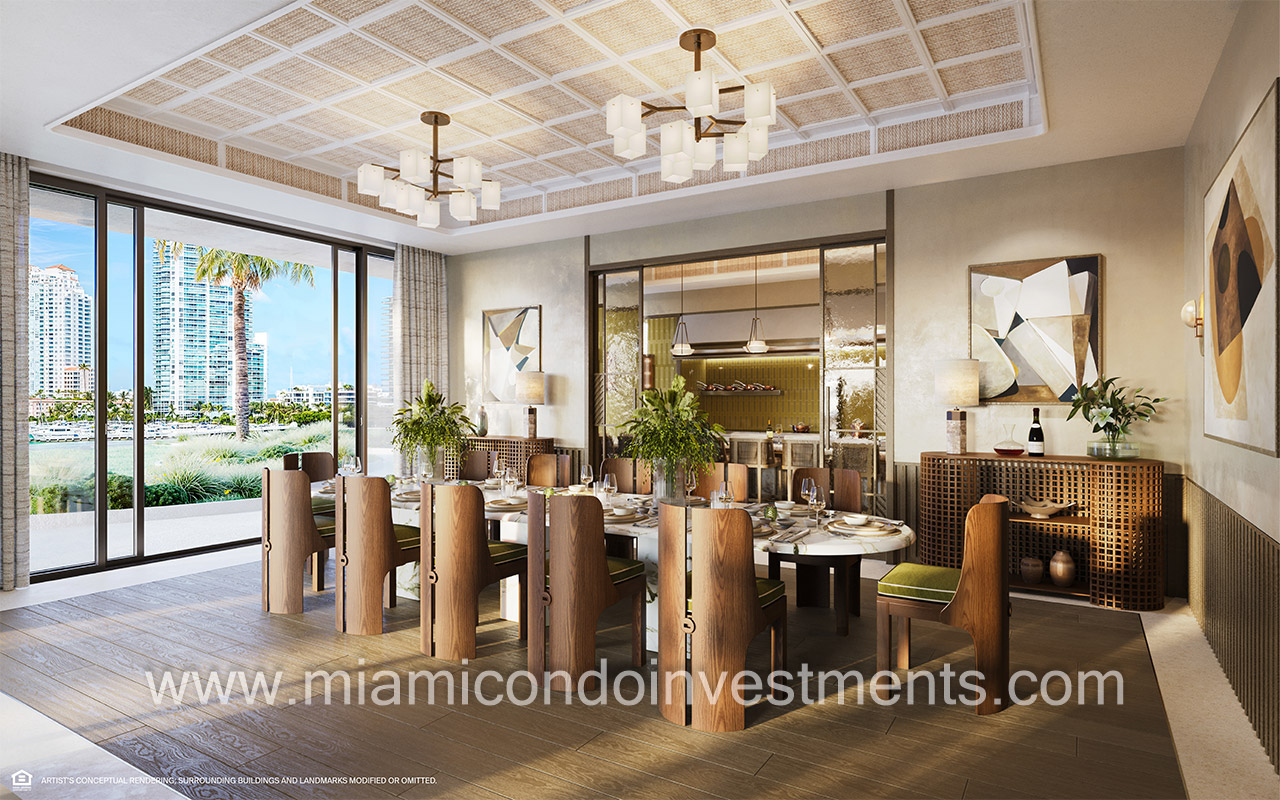 Residences at Six Fisher Island private dining room