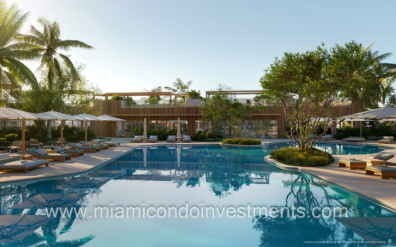 Residences at Six Fisher Island sunset pool
