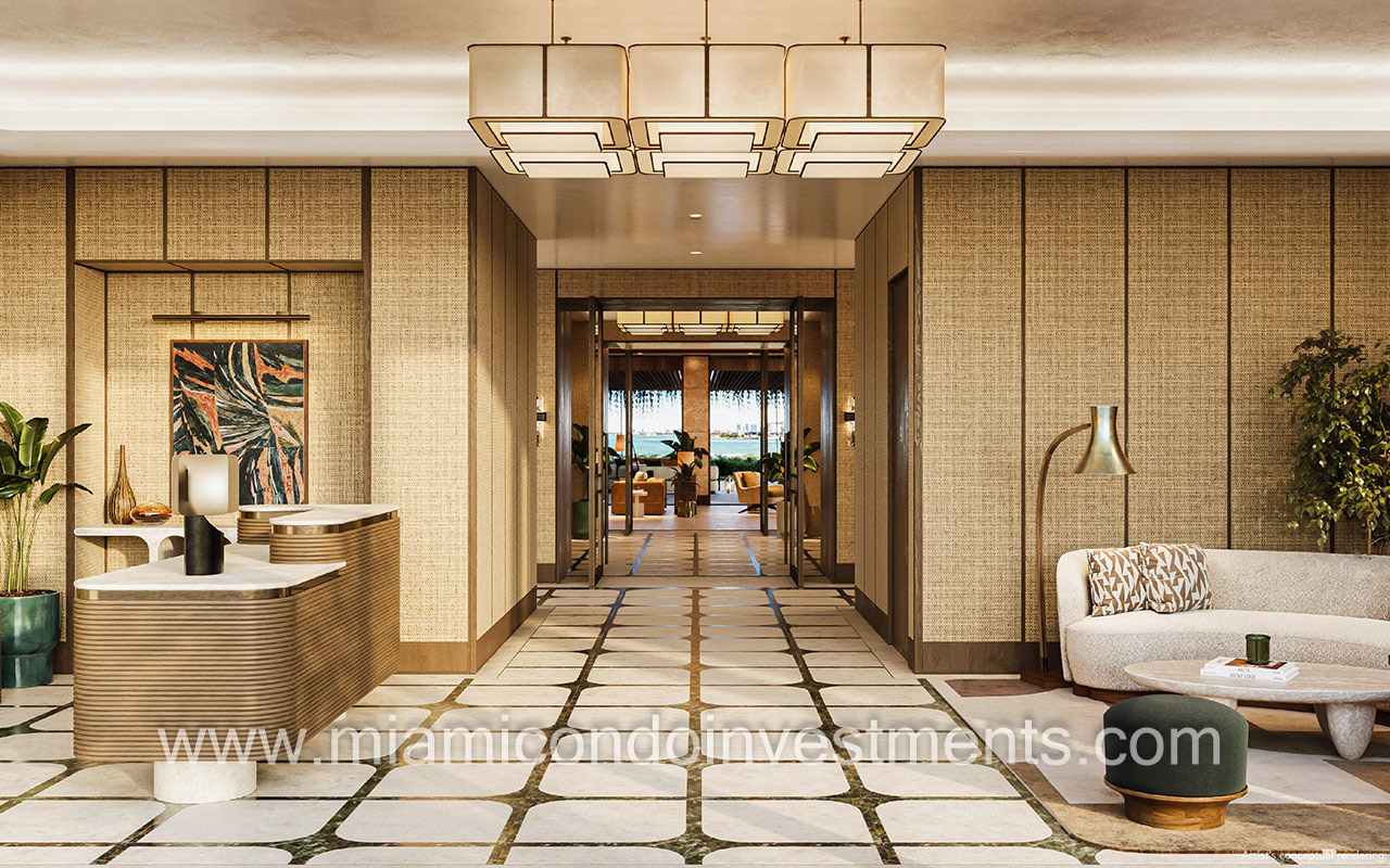 Residences at Six Fisher Island lobby and reception