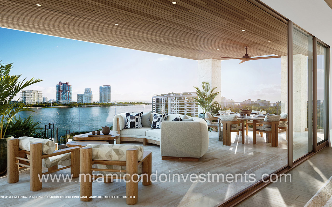 Residences at Six Fisher Island balcony
