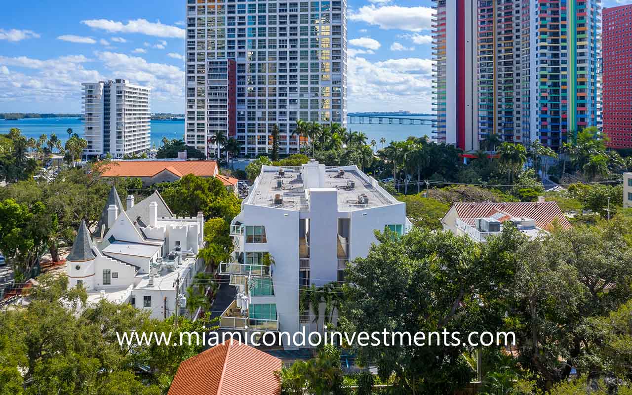 Lofts on Brickell One Aerial with Water View