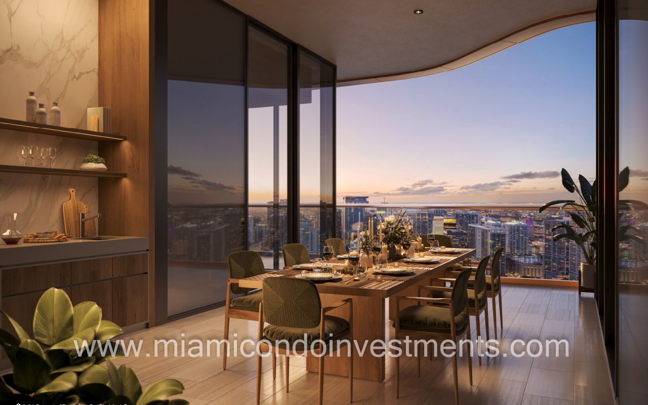 The Mandarin Oriental Residences terrace dusk