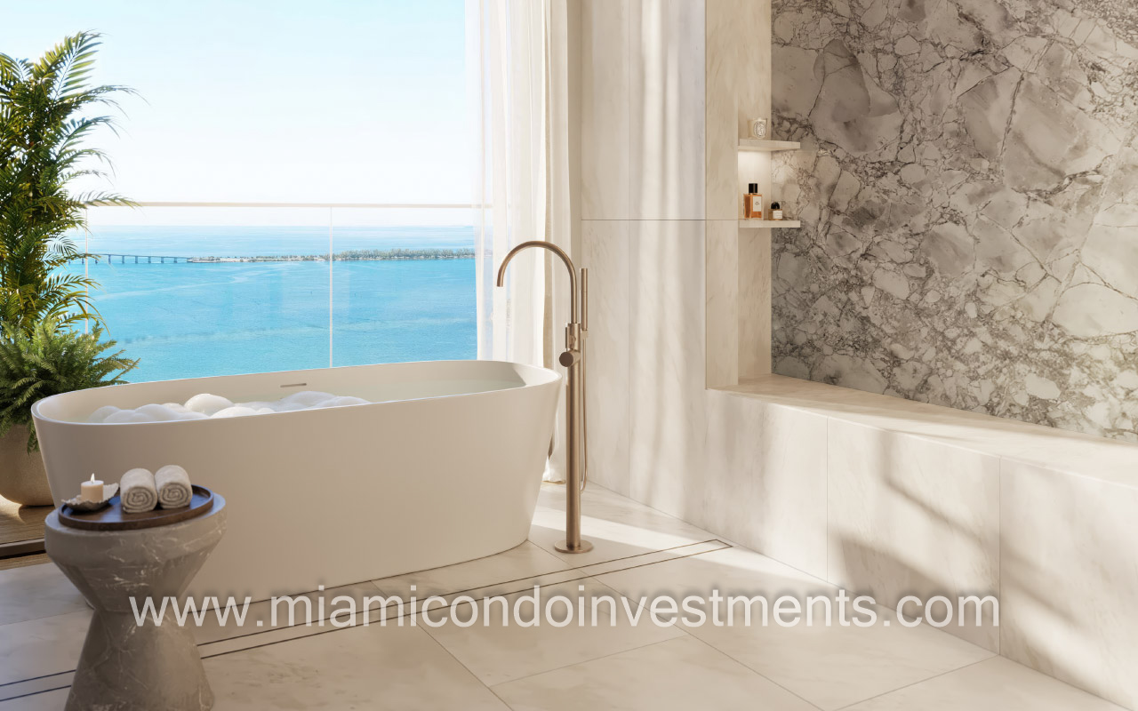 The Mandarin Oriental Residences Miami primary bathroom