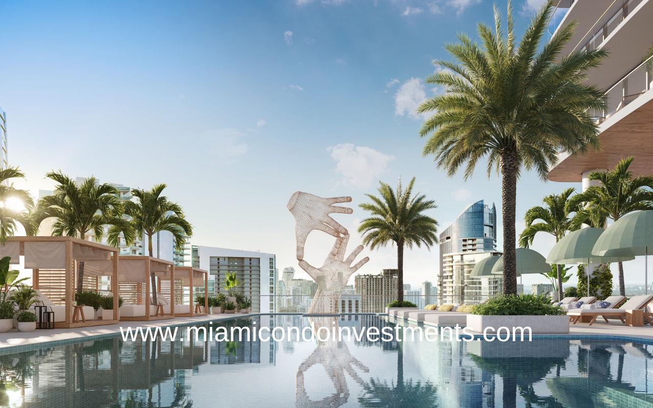 JEM Private Residences Pool Deck with Miami Skyline View