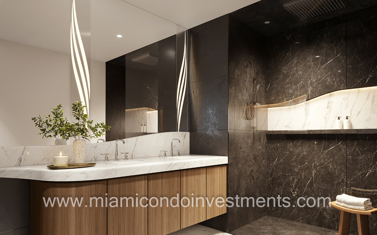Mercedes-Benz Places Miami dark primary bath