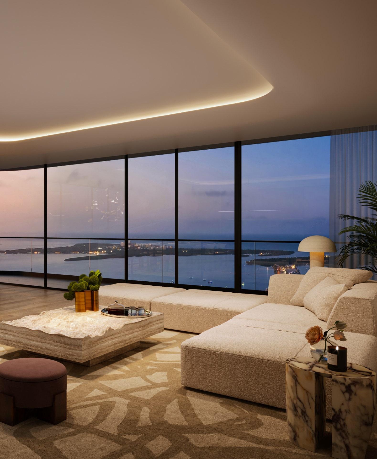 Mercedes Benz Places Living Room with Ocean View