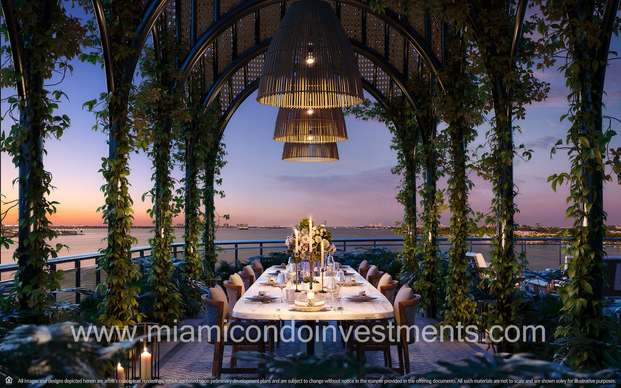Continuum Club & Residences dining trellis pavilion