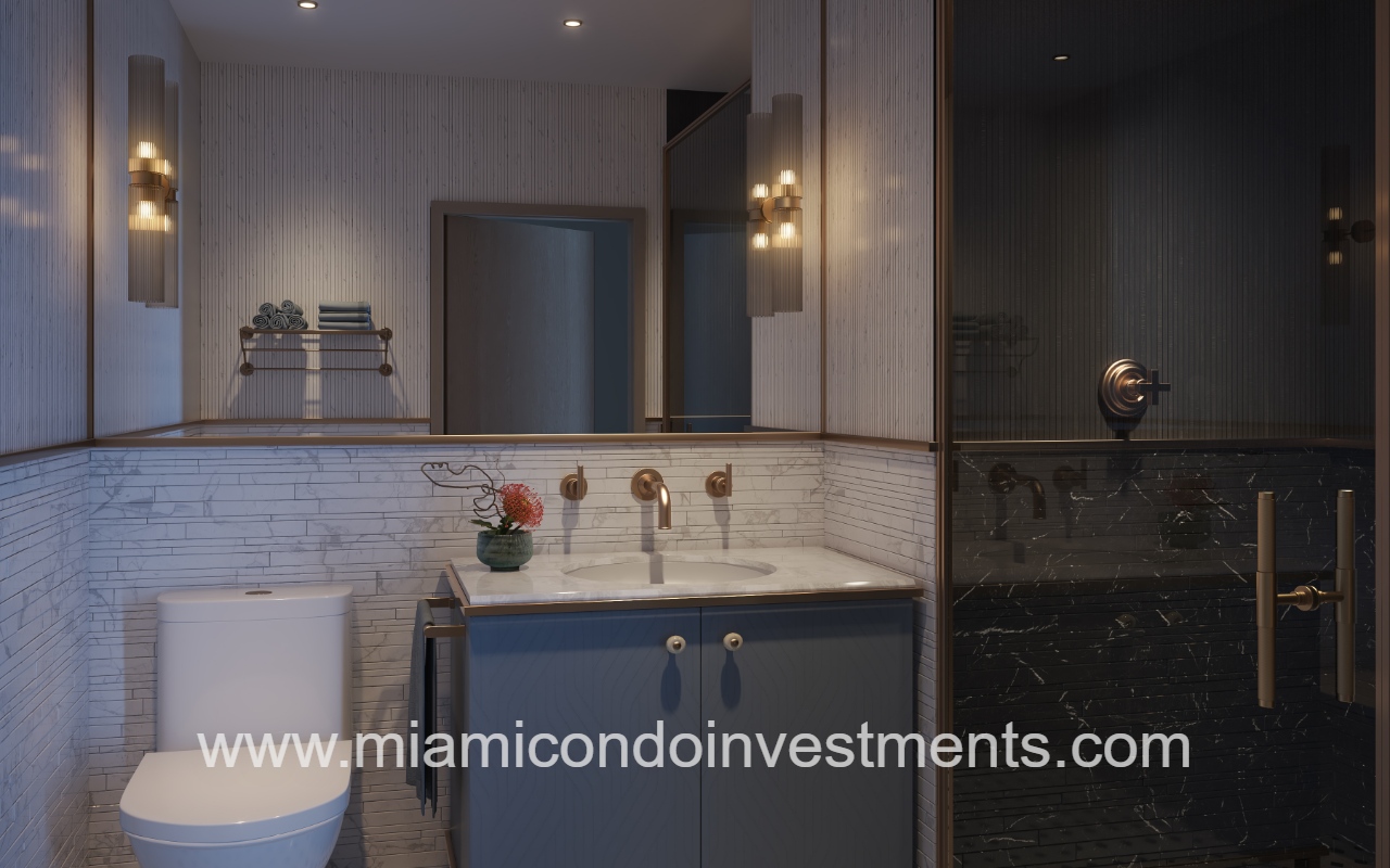 ONE W12 Residences Miami primary bathroom