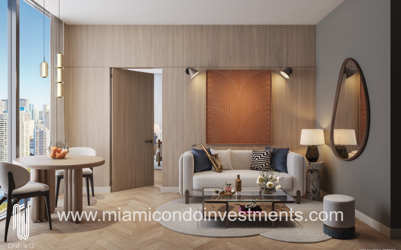 ONE W12 Residences Miami living room