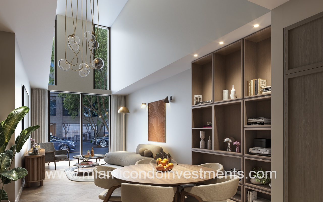ONE W12 Residences Miami townhome dining and living