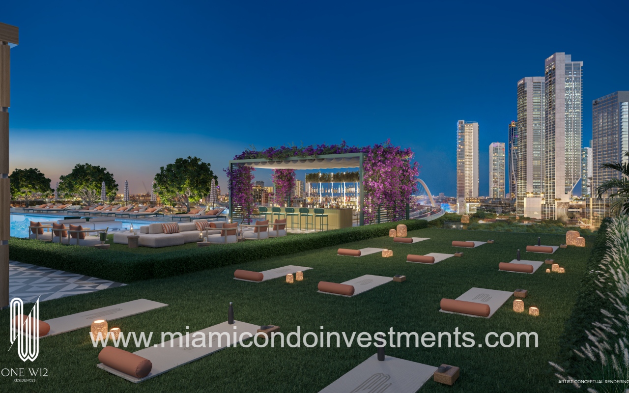 ONE W12 Residences Miami condominium rooftop bar and lounge