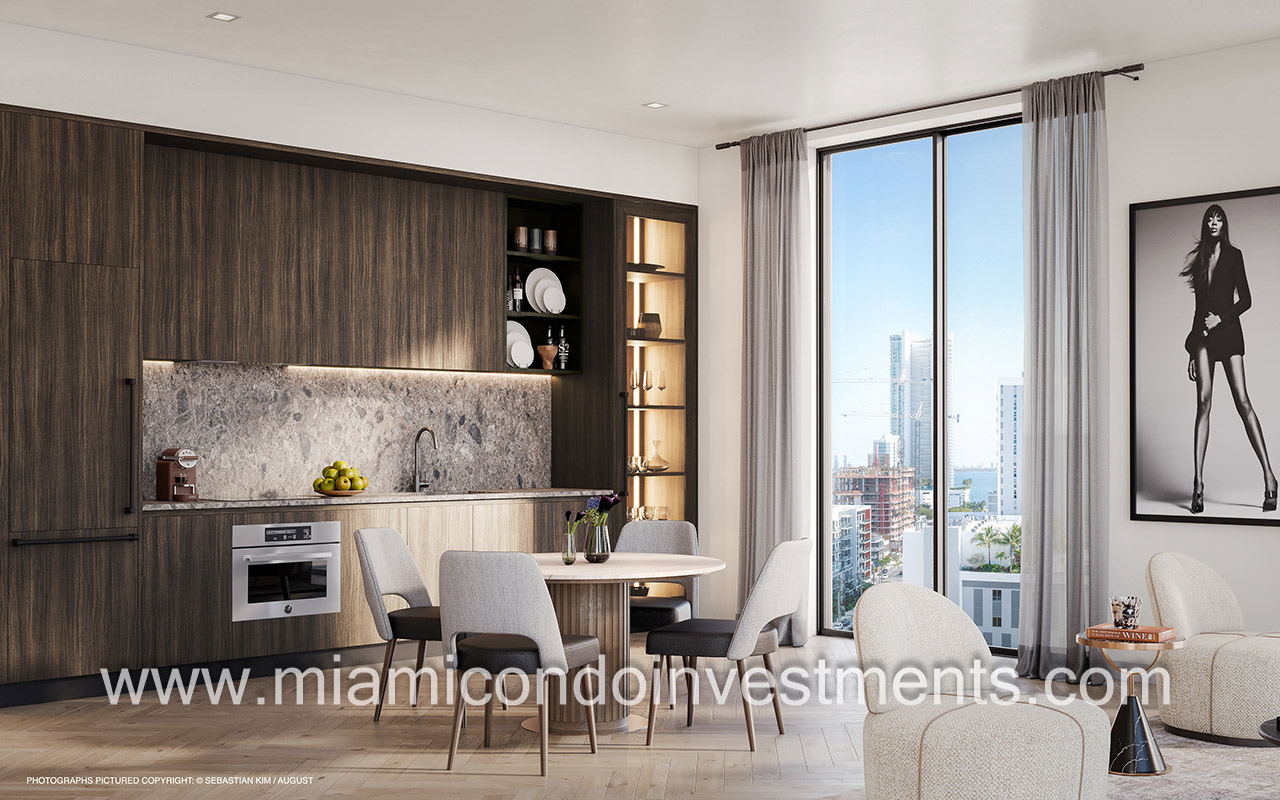 The Rider Residences condominiums kitchen and living