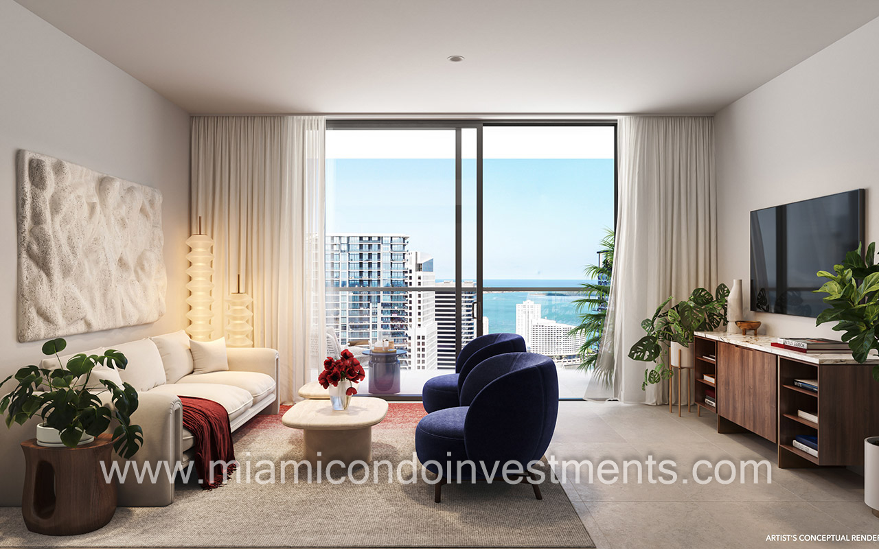 The Standard Residences Brickell living room with view