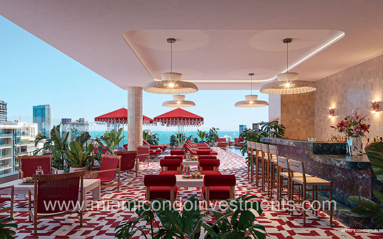 The Standard Residences Brickell pool lounge