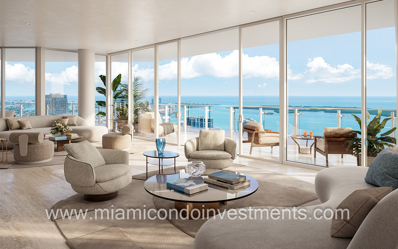 living room with water views